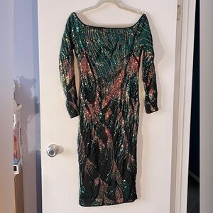 Faeriesty Sequin Long Sleeve Dress